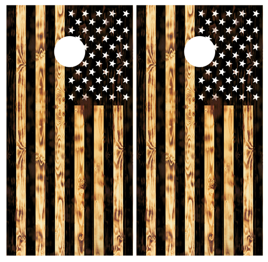 american-flag-burnt-wood-cornhole-board-wraps